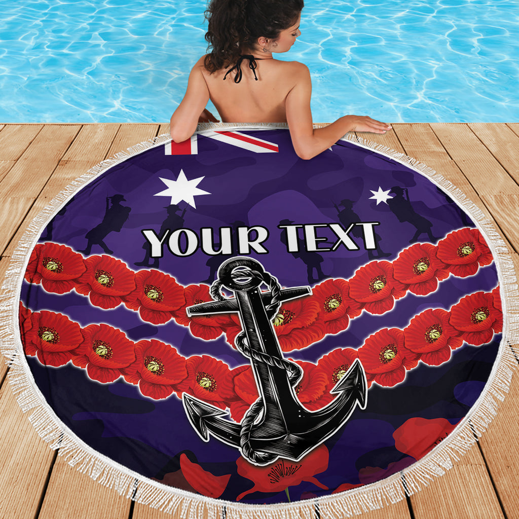 Custom Dockers Football Beach Blanket ANZAC Lest We Forget