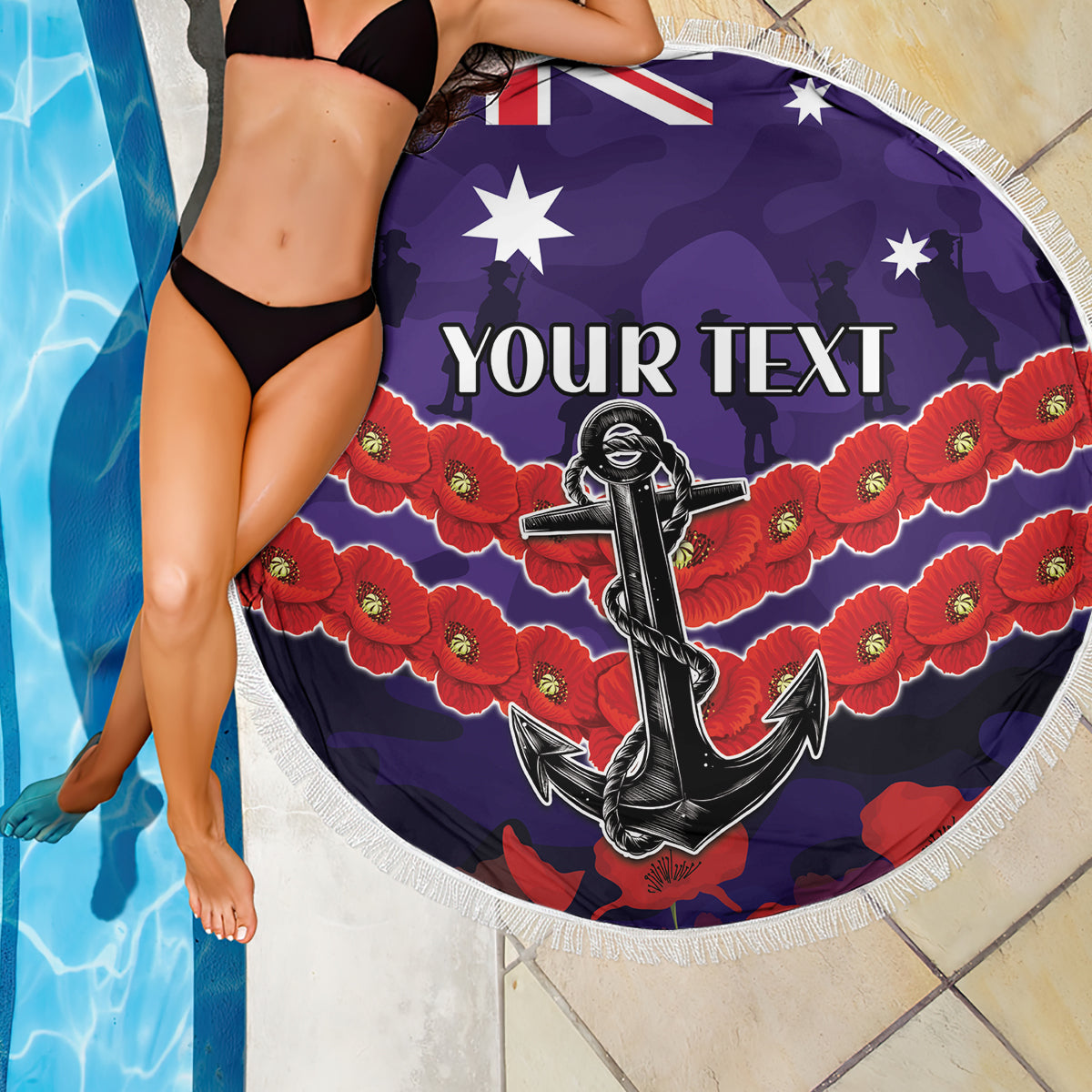 Custom Dockers Football Beach Blanket ANZAC Lest We Forget