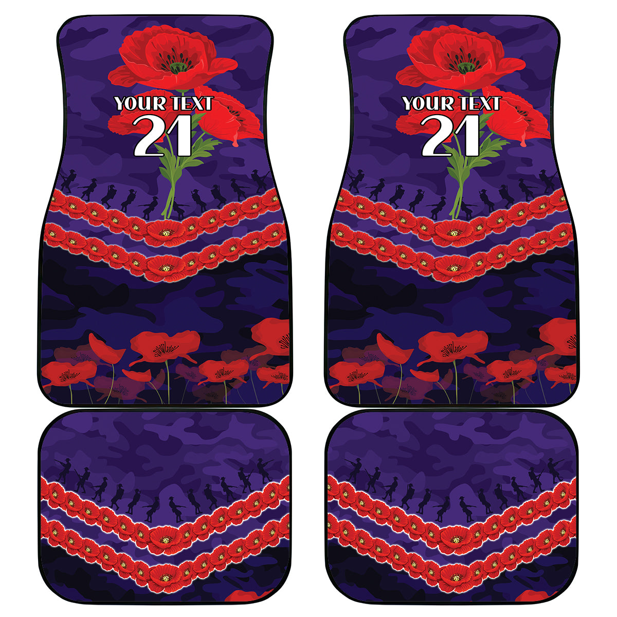 Custom Dockers Football Car Mats ANZAC Lest We Forget