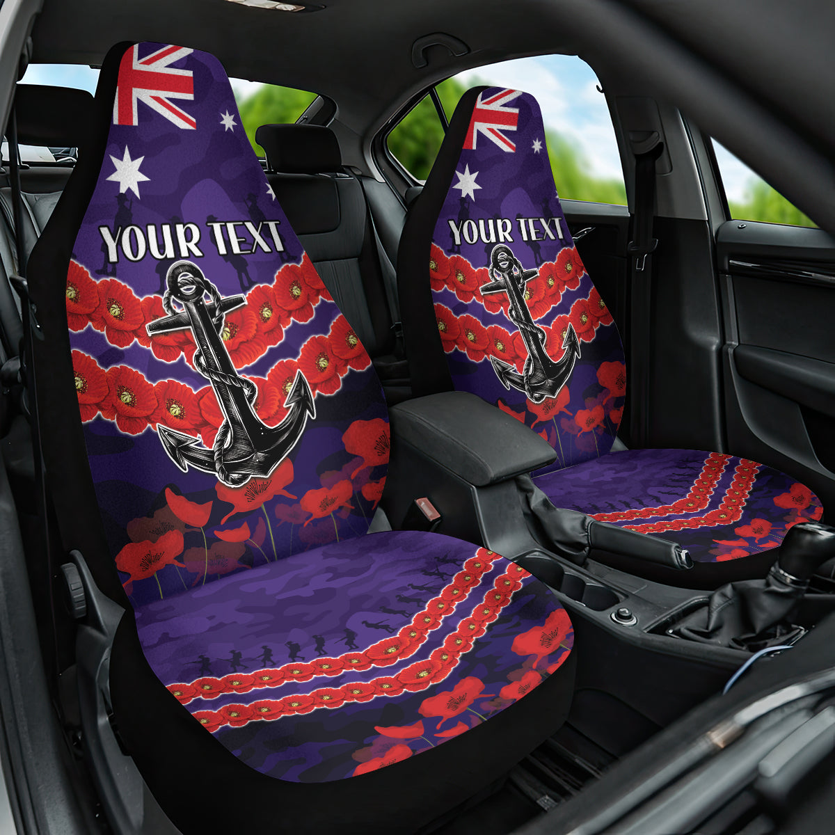 Custom Dockers Football Car Seat Cover ANZAC Lest We Forget