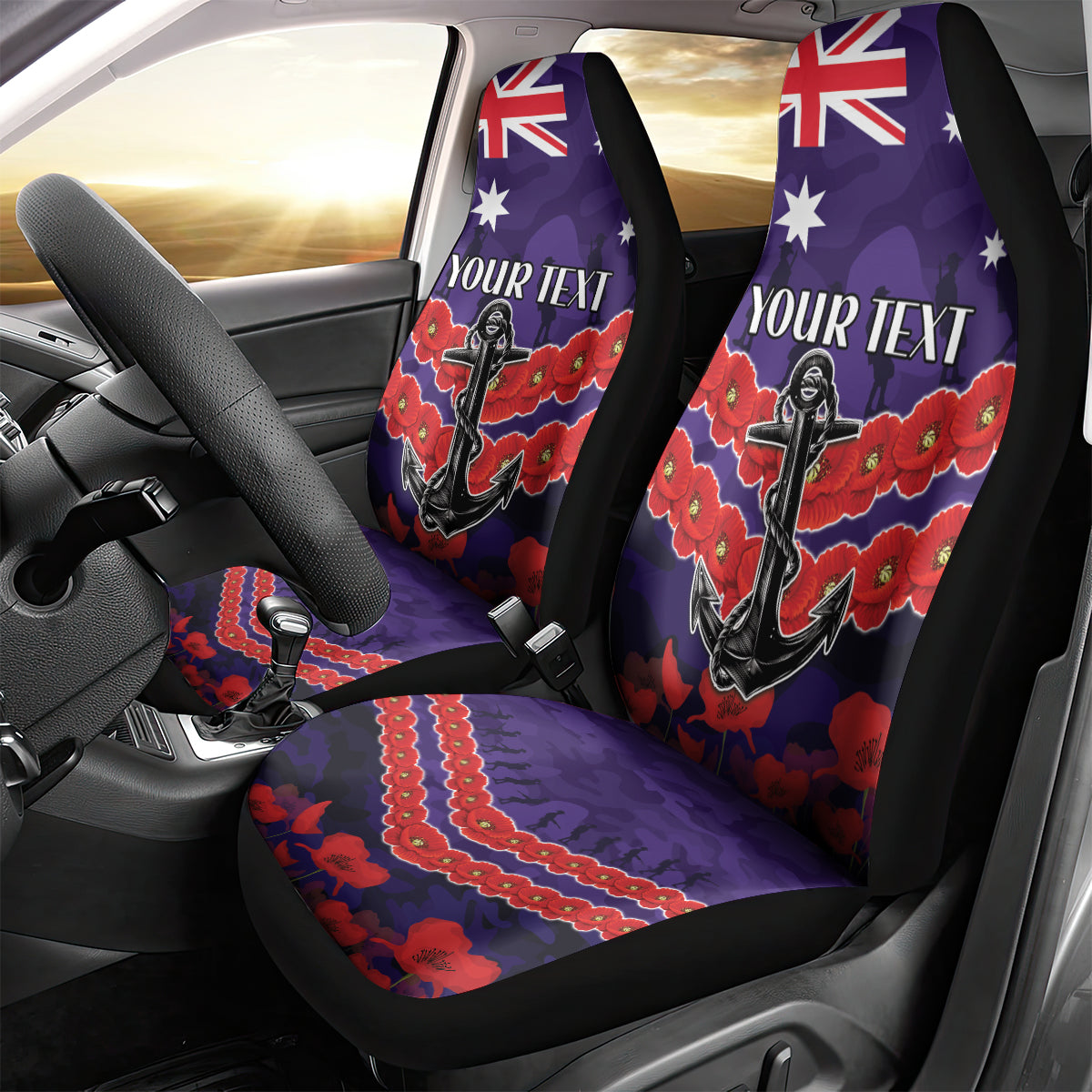 Custom Dockers Football Car Seat Cover ANZAC Lest We Forget
