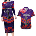 Custom Dockers Football Couples Matching Long Sleeve Bodycon Dress and Hawaiian Shirt ANZAC Lest We Forget