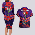 Custom Dockers Football Couples Matching Long Sleeve Bodycon Dress and Hawaiian Shirt ANZAC Lest We Forget