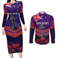 Custom Dockers Football Couples Matching Long Sleeve Bodycon Dress and Long Sleeve Button Shirt ANZAC Lest We Forget