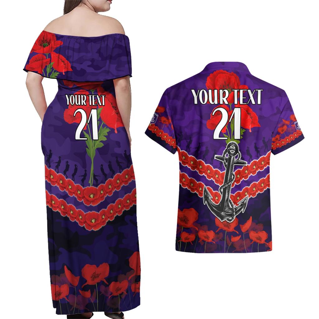 Custom Dockers Football Couples Matching Off Shoulder Maxi Dress and Hawaiian Shirt ANZAC Lest We Forget