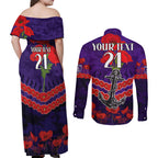 Custom Dockers Football Couples Matching Off Shoulder Maxi Dress and Long Sleeve Button Shirt ANZAC Lest We Forget