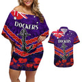 Custom Dockers Football Couples Matching Off Shoulder Short Dress and Hawaiian Shirt ANZAC Lest We Forget