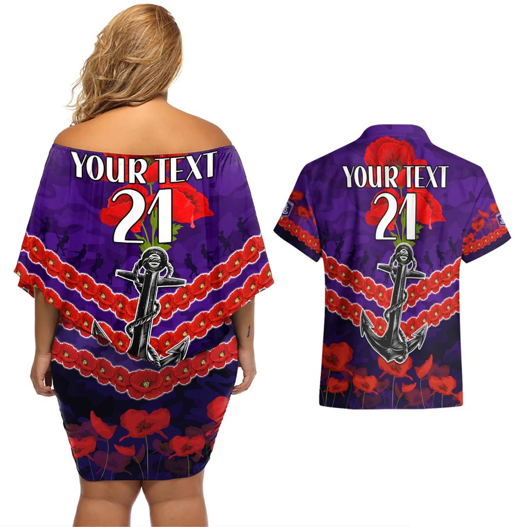 Custom Dockers Football Couples Matching Off Shoulder Short Dress and Hawaiian Shirt ANZAC Lest We Forget