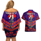 Custom Dockers Football Couples Matching Off Shoulder Short Dress and Hawaiian Shirt ANZAC Lest We Forget