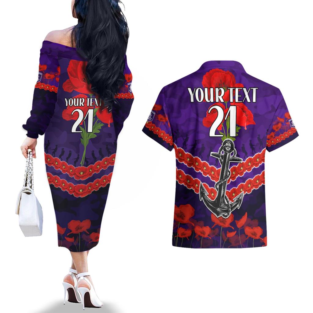 Custom Dockers Football Couples Matching Off The Shoulder Long Sleeve Dress and Hawaiian Shirt ANZAC Lest We Forget