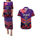 Custom Dockers Football Couples Matching Puletasi and Hawaiian Shirt ANZAC Lest We Forget
