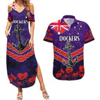 Custom Dockers Football Couples Matching Summer Maxi Dress and Hawaiian Shirt ANZAC Lest We Forget