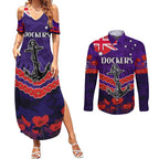 Custom Dockers Football Couples Matching Summer Maxi Dress and Long Sleeve Button Shirt ANZAC Lest We Forget
