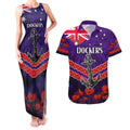 Custom Dockers Football Couples Matching Tank Maxi Dress and Hawaiian Shirt ANZAC Lest We Forget