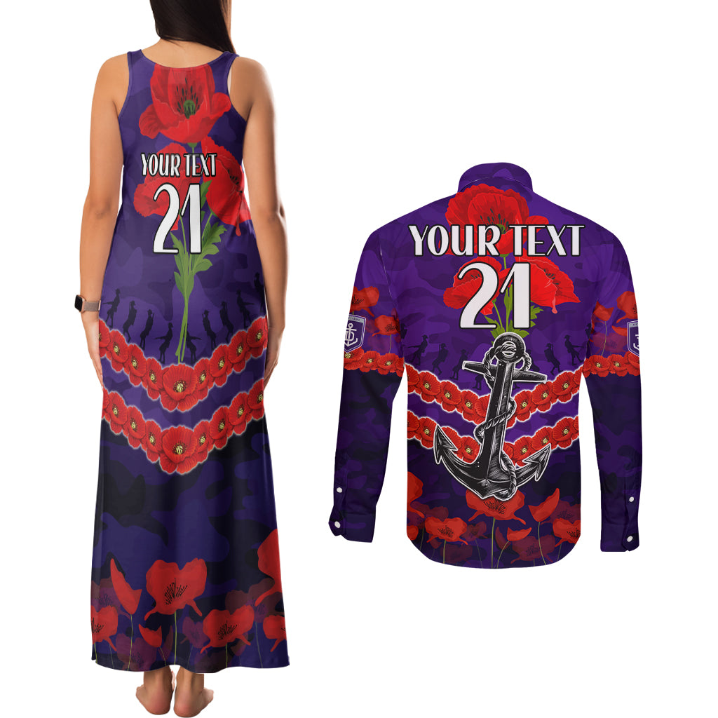 Custom Dockers Football Couples Matching Tank Maxi Dress and Long Sleeve Button Shirt ANZAC Lest We Forget