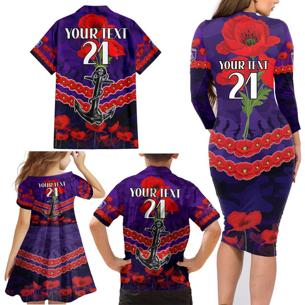 Custom Dockers Football Family Matching Long Sleeve Bodycon Dress and Hawaiian Shirt ANZAC Lest We Forget