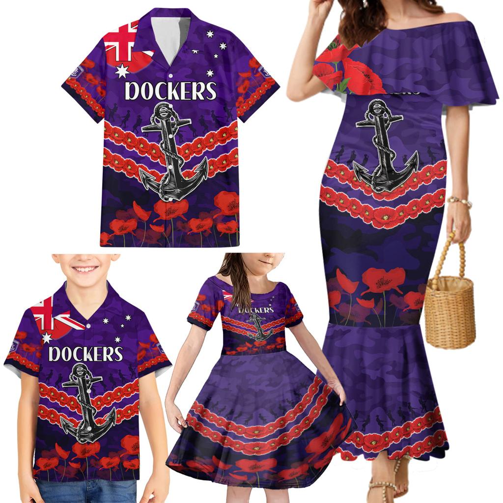 Custom Dockers Football Family Matching Mermaid Dress and Hawaiian Shirt ANZAC Lest We Forget