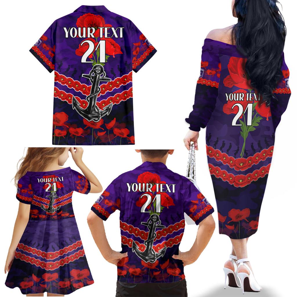 Custom Dockers Football Family Matching Off The Shoulder Long Sleeve Dress and Hawaiian Shirt ANZAC Lest We Forget