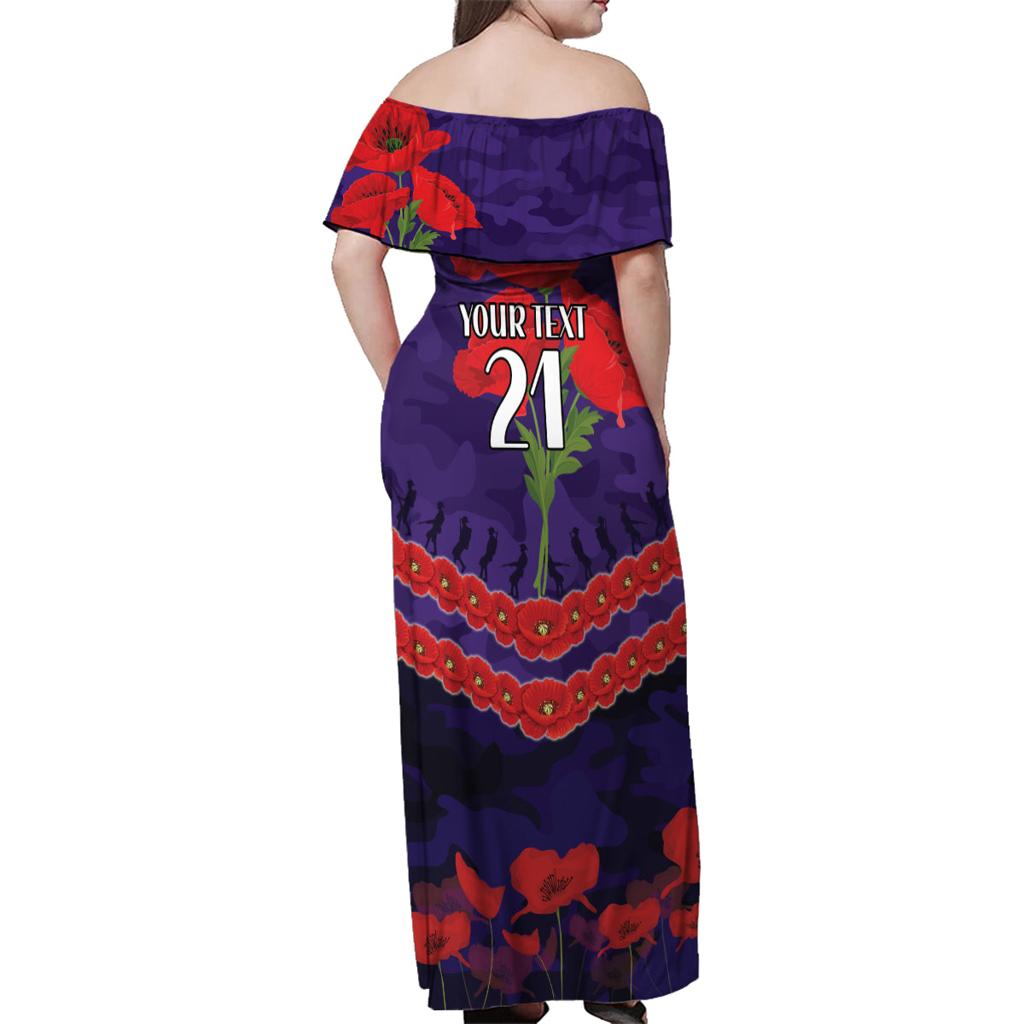 Custom Dockers Football Family Matching Off Shoulder Maxi Dress and Hawaiian Shirt ANZAC Lest We Forget