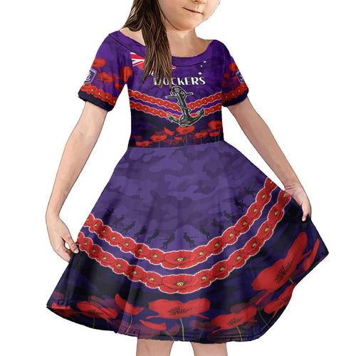 Custom Dockers Football Family Matching Off Shoulder Short Dress and Hawaiian Shirt ANZAC Lest We Forget