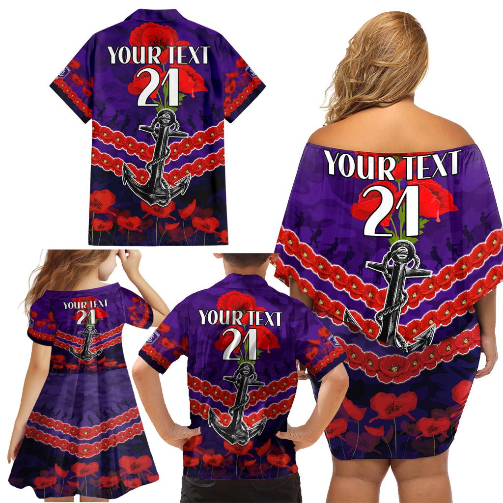 Custom Dockers Football Family Matching Off Shoulder Short Dress and Hawaiian Shirt ANZAC Lest We Forget