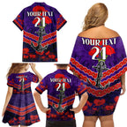 Custom Dockers Football Family Matching Off Shoulder Short Dress and Hawaiian Shirt ANZAC Lest We Forget