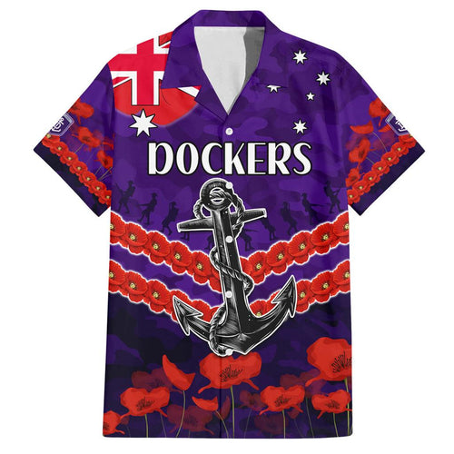 Custom Dockers Football Family Matching Off Shoulder Short Dress and Hawaiian Shirt ANZAC Lest We Forget