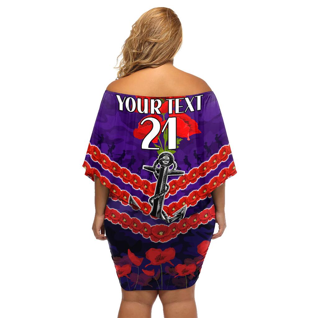 Custom Dockers Football Family Matching Off Shoulder Short Dress and Hawaiian Shirt ANZAC Lest We Forget