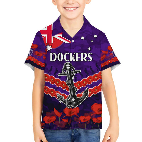 Custom Dockers Football Family Matching Off Shoulder Short Dress and Hawaiian Shirt ANZAC Lest We Forget