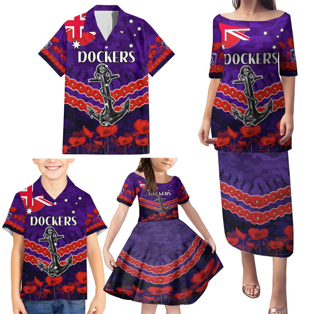 Custom Dockers Football Family Matching Puletasi and Hawaiian Shirt ANZAC Lest We Forget