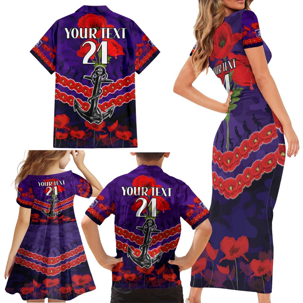 Custom Dockers Football Family Matching Short Sleeve Bodycon Dress and Hawaiian Shirt ANZAC Lest We Forget