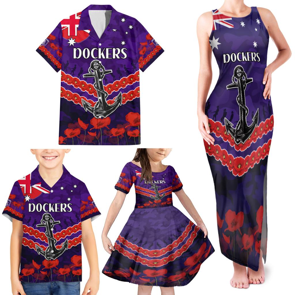 Custom Dockers Football Family Matching Tank Maxi Dress and Hawaiian Shirt ANZAC Lest We Forget