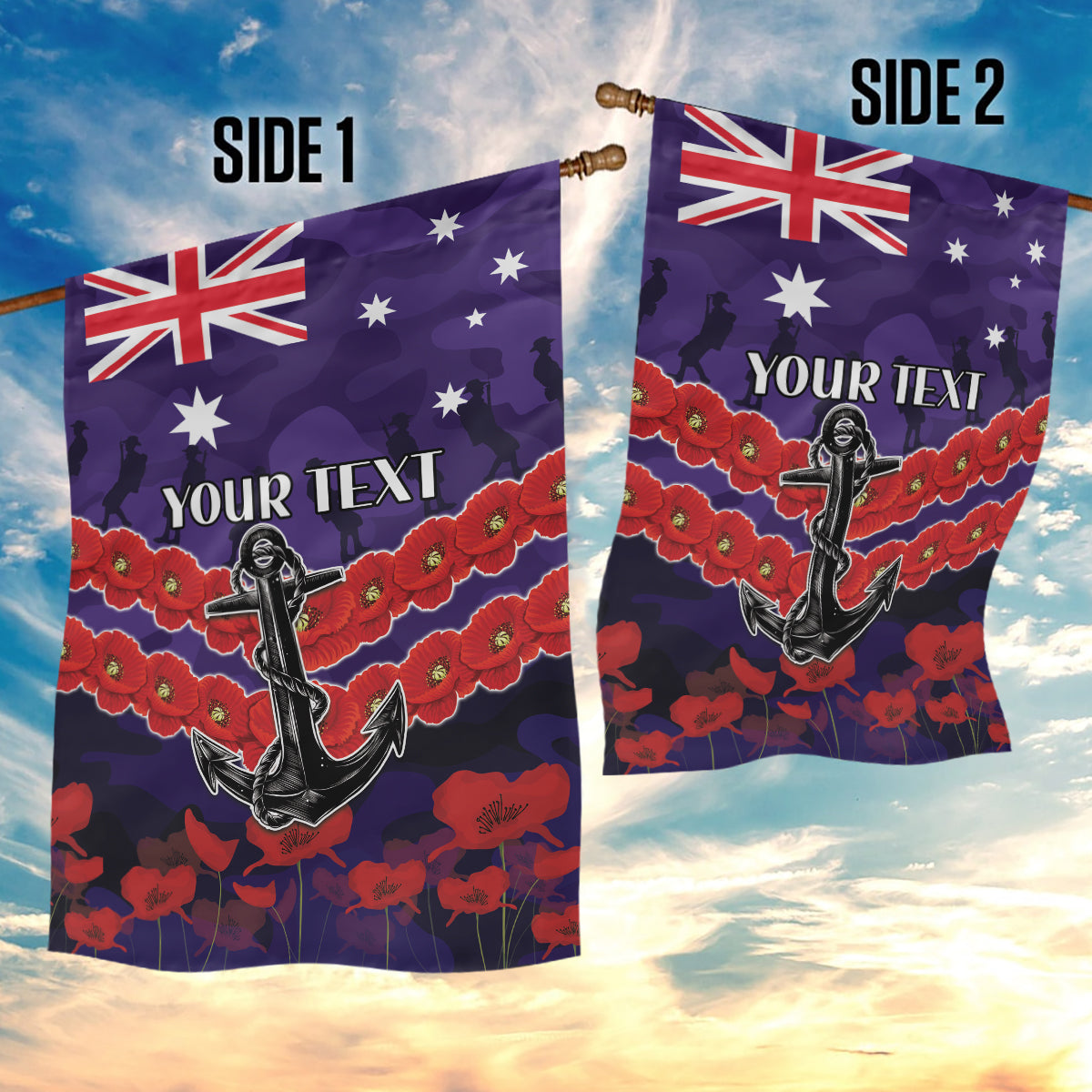 Custom Dockers Football Garden Flag ANZAC Lest We Forget