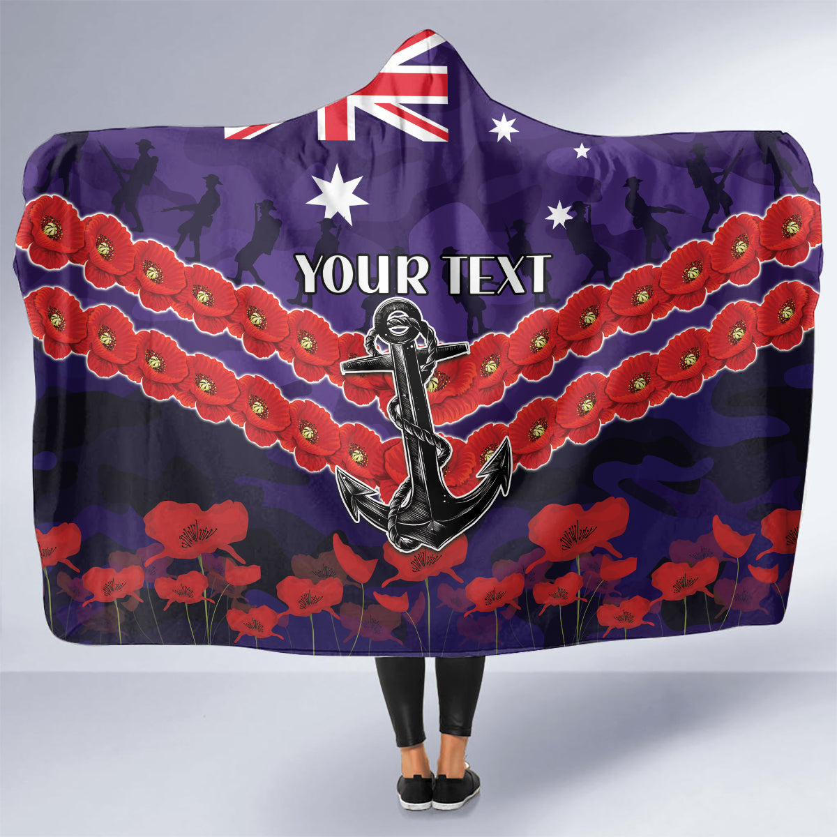 Custom Dockers Football Hooded Blanket ANZAC Lest We Forget