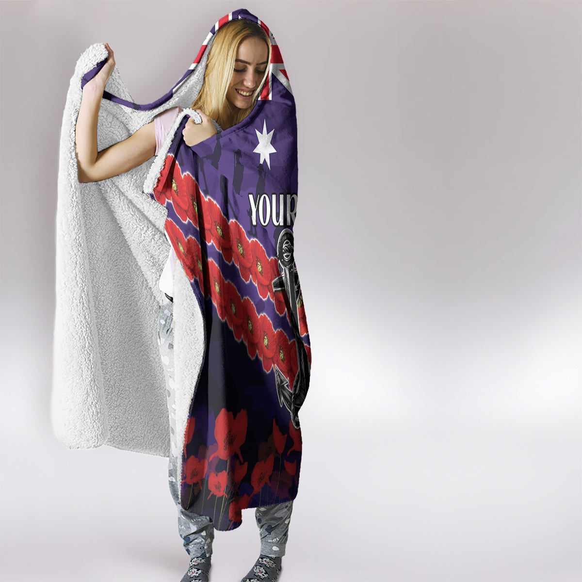 Custom Dockers Football Hooded Blanket ANZAC Lest We Forget