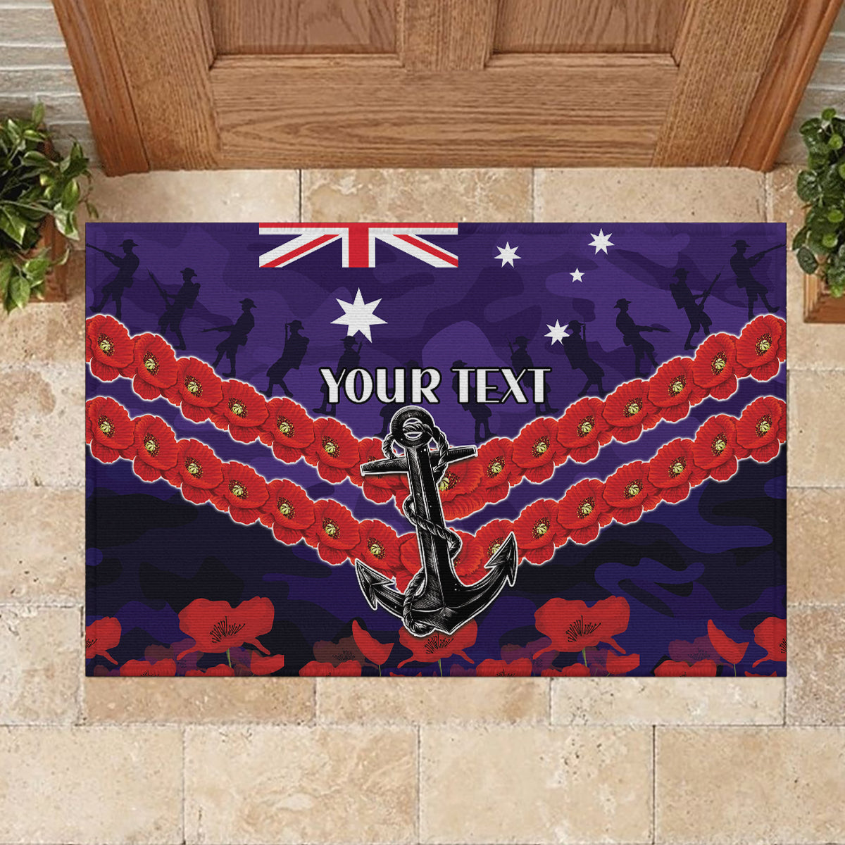 Custom Dockers Football Rubber Doormat ANZAC Lest We Forget