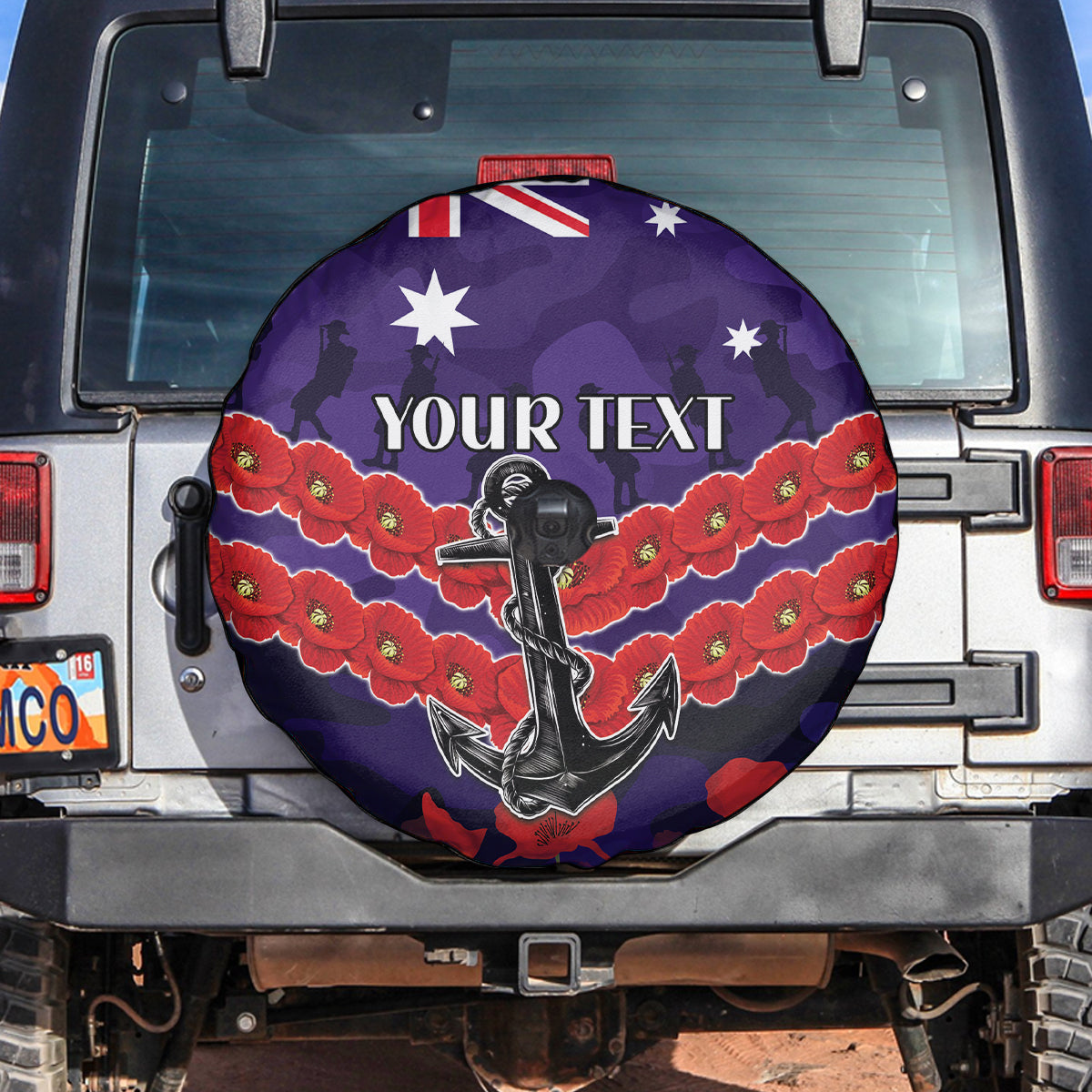 Custom Dockers Football Spare Tire Cover ANZAC Lest We Forget