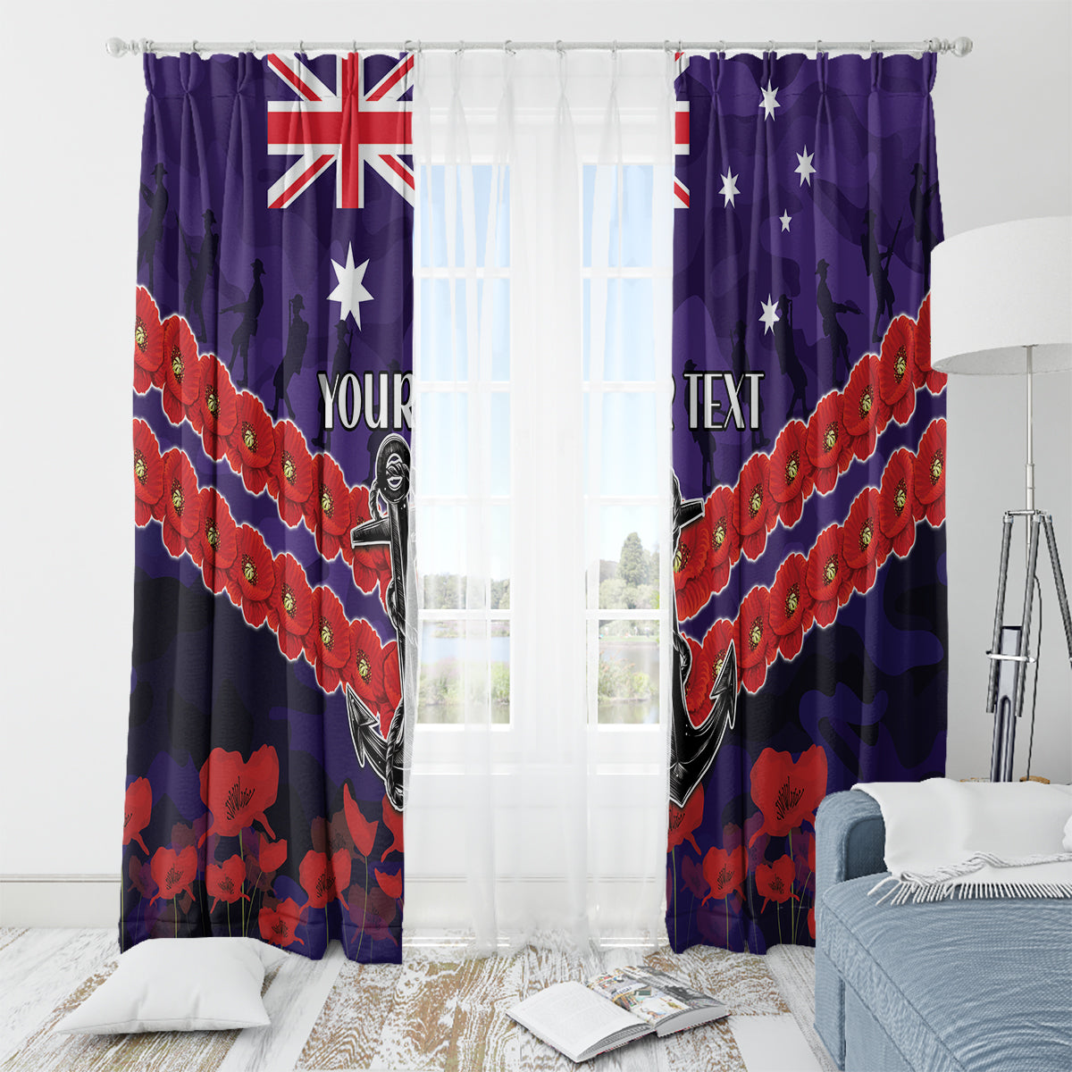 Custom Dockers Football Window Curtain ANZAC Lest We Forget