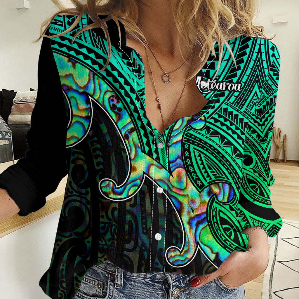 Aotearoa Maori Koru Women Casual Shirt Polynesian Pacific Tribal - Blue LT9