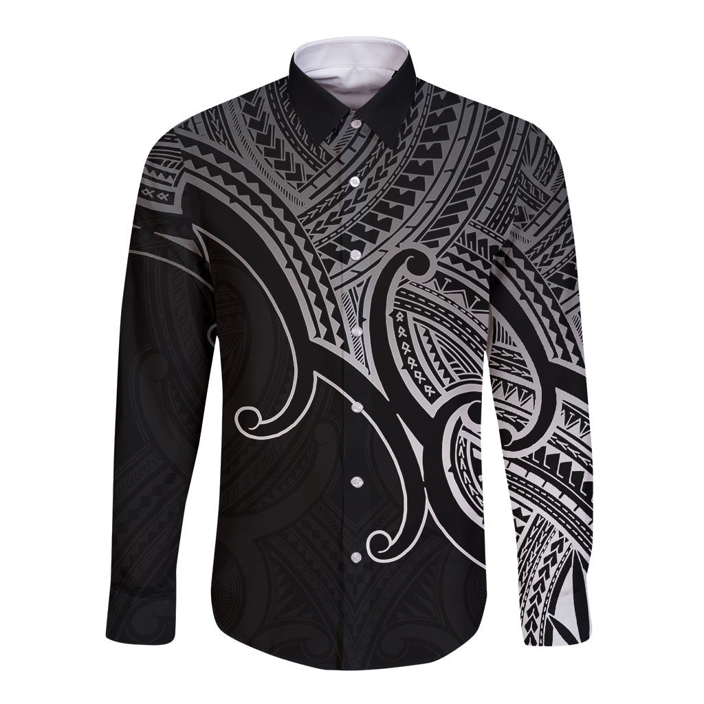 aotearoa-maori-koru-long-sleeve-button-shirt-polynesian-pacific-tribal-black