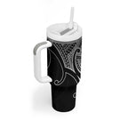 Aotearoa Maori Koru Tumbler With Handle Black Polynesian Pacific Tribal