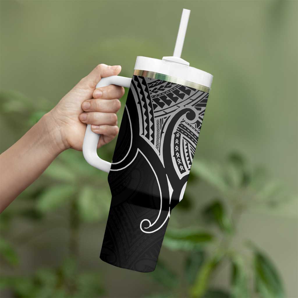 Aotearoa Maori Koru Tumbler With Handle Black Polynesian Pacific Tribal