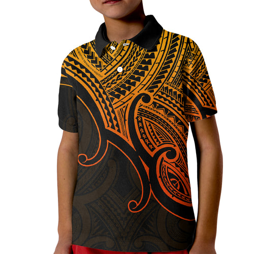aotearoa-maori-koru-kid-polo-shirt-polynesian-pacific-tribal-gold