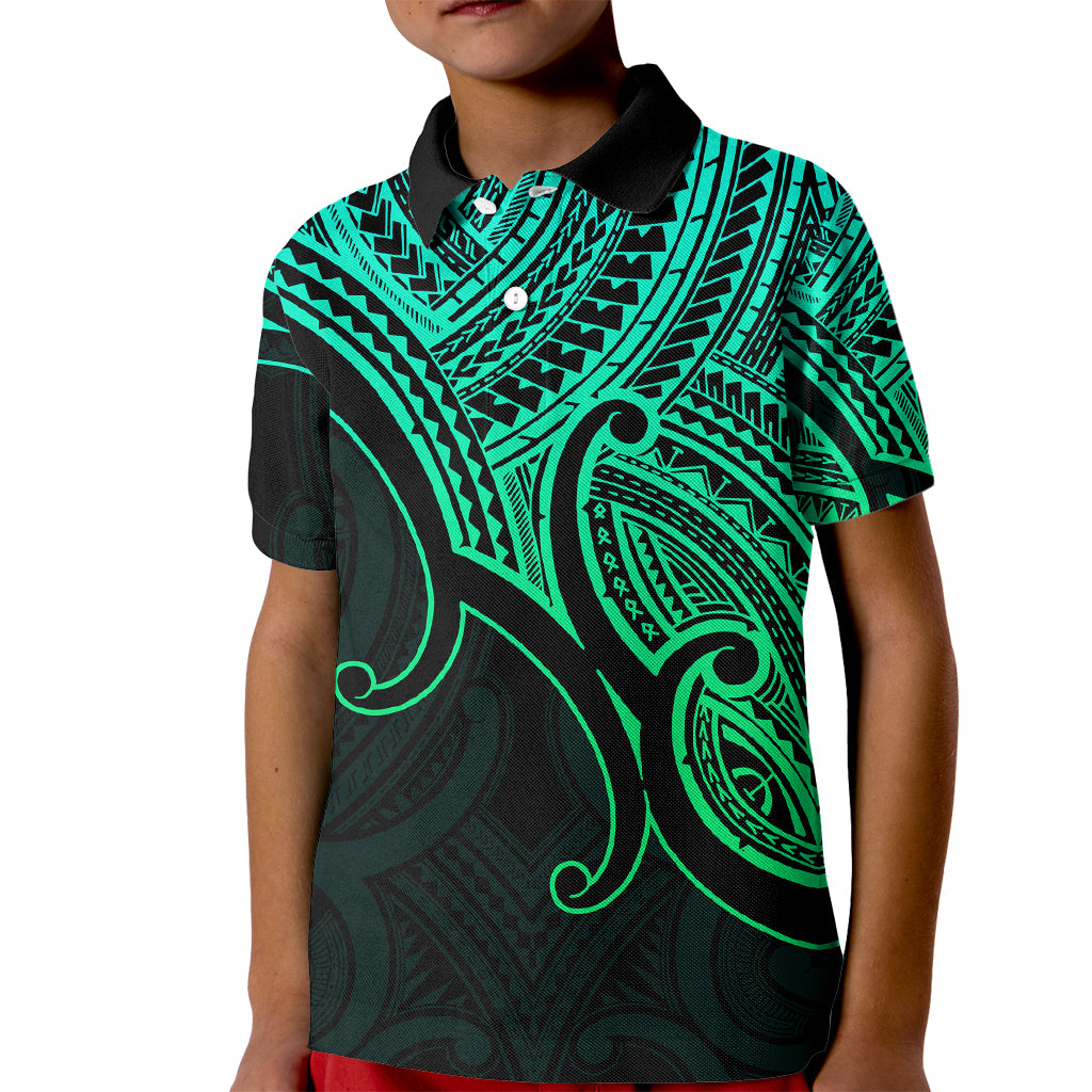 aotearoa-maori-koru-kid-polo-shirt-polynesian-pacific-tribal-green