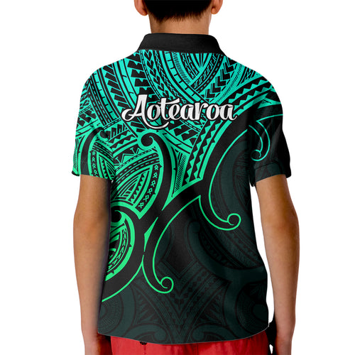 aotearoa-maori-koru-kid-polo-shirt-polynesian-pacific-tribal-green