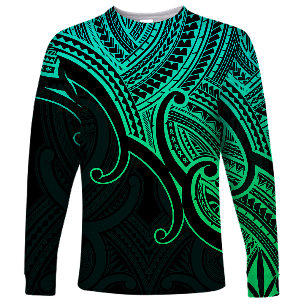 aotearoa-maori-koru-long-sleeve-shirt-polynesian-pacific-tribal-green