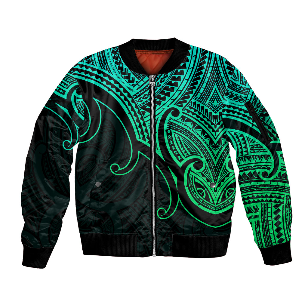 aotearoa-maori-koru-sleeve-zip-bomber-jacket-polynesian-pacific-tribal-green