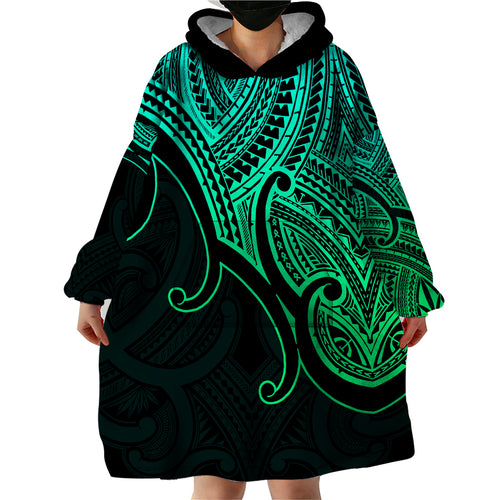aotearoa-maori-koru-wearable-blanket-hoodie-polynesian-pacific-tribal-green