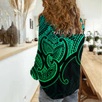 Aotearoa Maori Koru Women Casual Shirt Polynesian Pacific Tribal - Green LT9