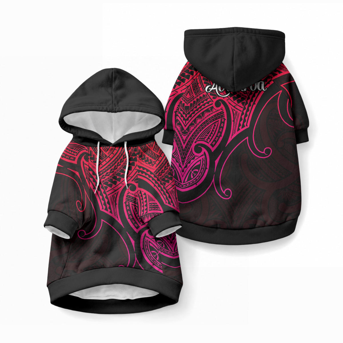 Aotearoa Maori Koru Pet Hoodie Polynesian Pacific Tribal - Pink